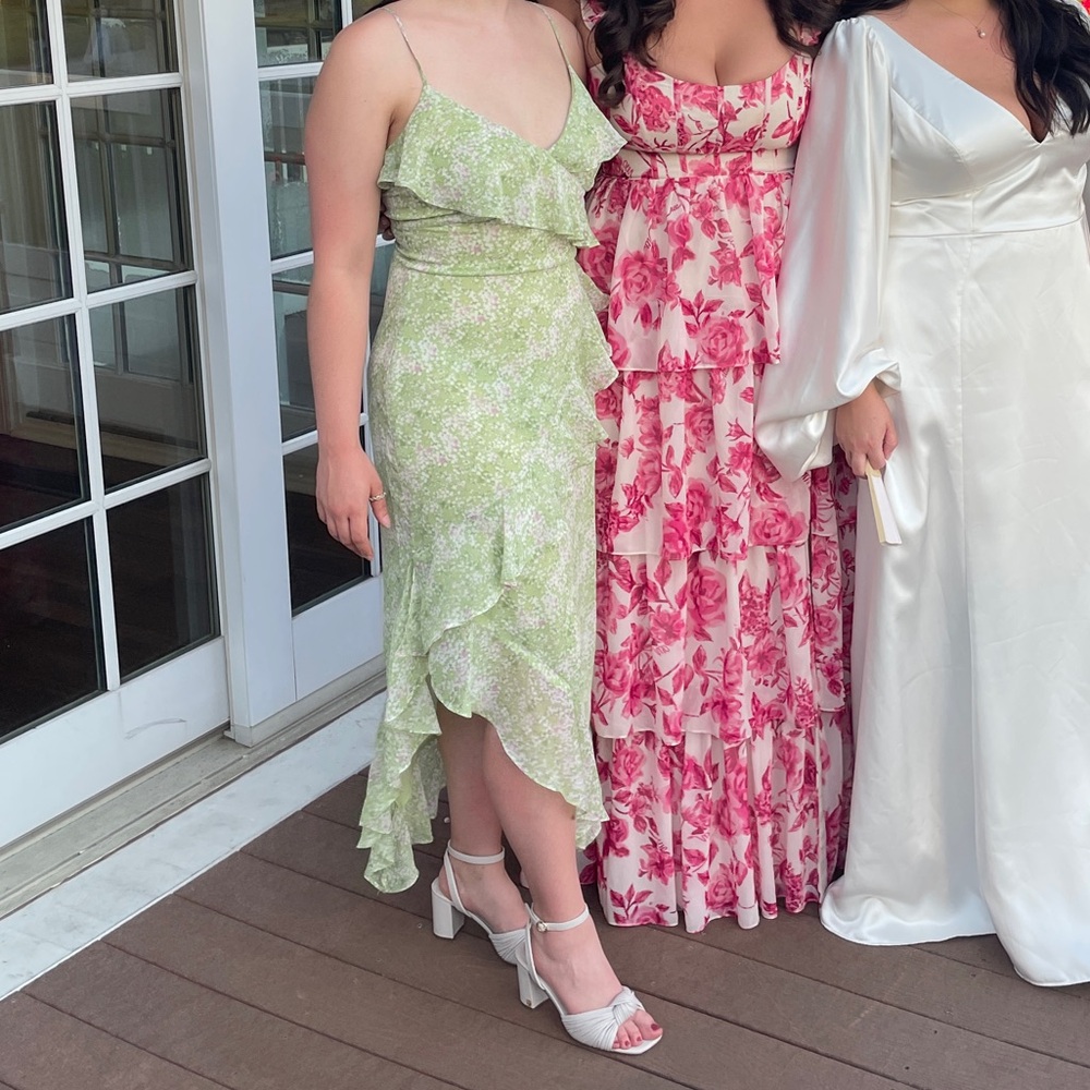 ASTR Green Floral Midi Cocktail Dress